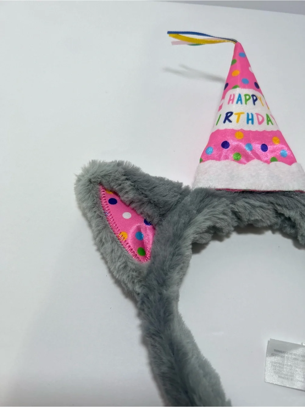 Great Wolf Lodge PINK Headband Birthday Party Hat Plush Gray Fur Ears